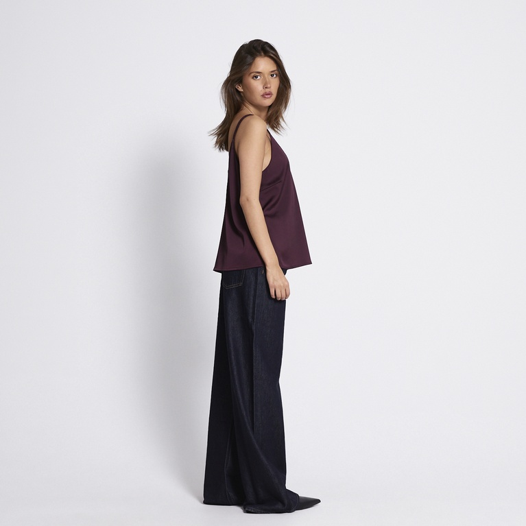Satin strap top "Aurora" Aubergine